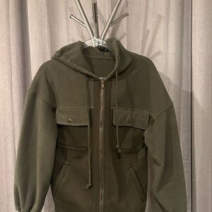 SHEIN Olive Green Hooded Military Field Jacket